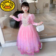 G.duck Elsa Princess Dress Girls Spring Autumn Winter 2025 New Long Sleeve Cute Birthday Puffy Mesh Midi Dress Q22209 Pink Single Skirt + Veil Velvet Fabric 110 110cm (Suitable for Height 100-110cm)