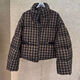 Playboy (PLAYBOY) Plaid Down Jacket Women's Short Stand Collar 2026 New Retro Small Loose Thick White Duck Down Bread Jacket Trendy Official Flagship Off-White S 90-130Jin Jin is equal to 0.5 kg