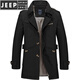 JEEP SPIRIT休闲男士工作外套纯棉风衣2026春秋季男装新款男式夹克 黑色 M