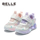Belle Children's Shoes 2026 Spring New Girls' Sports Shoes Mesh Breathable Flash Shoes Casual Shoes White/Pink 26
