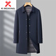 KBXNG劲霸男士中长款羽绒服新款轻薄商务休闲翻领鸭绒爸爸装保暖扣子款 3F38藏青 M 170/48