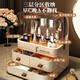 First concept of cosmetic storage box, skin care product dust-proof storage box with lid, drawer-type large-capacity dressing table storage rack, three layers, cream white