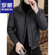 ROMON stand collar down jacket men's winter lightweight short white duck down winter jacket casual large size warm and cold-proof clothing 1293 black M
