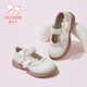 Fuluo Mi Girls' Leather Shoes 26 Spring New Sweet Bow Princess Shoes Children's Campus Soft Sole Performance Shoes Off-White 27
