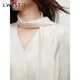 L.WEST French Ribbon Shirt Women's 2026 Spring New Elegant Lace Splicing V-neck Top Beige M 160/84A/M