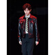 SEPTWOLVES Cheng Yi same style black classic leather jacket men's casual and simple motorcycle style lapel leather jacket trendy leather jacket + trousers two-piece set S 90-110Jin Jin is equal to 0.5 kg