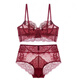 Triumph red high-waisted underwear set for the year of birth, breast-retracting sexy lace transparent bra, burgundy L 80B=36B (matching underwear)