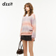 DZZIT long-sleeved sweater 2026 spring new style dopamine girl loose hot rhinestone top women 3K1EE1629 color M