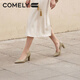 COMELY high-heeled shoes for women 2026 new style non-tiring versatile shoes spring genuine leather thick heel work shoes Milk Tea Apricot 37