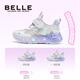 Belle Children's Shoes 2026 Spring New Girls' Sports Shoes Mesh Breathable Flash Shoes Casual Shoes White/Pink 26