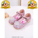R.DUCKKIDS Elsa Princess Shoes 2023 little girl crystal shoes baby girl Velcro shoes blue children's high heels pink size 27 shoe inner length 17.5 cm