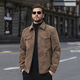 Autumn, spring and autumn velvet thickened men's jacket lapel style new fashion brand trend versatile casual leather jacket for men 2566 brown velvet 5XL