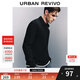 UR2025 Spring New Men's Fashion Casual Commuting Half-Zip Lapel Long-Sleeved T-Shirt UMU440096 Black S