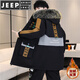 JEEP SPIRIT cotton coat men's winter mid-length velvet thickened windbreaker jacket cotton suit men's parka 819 black gray top plus velvet M
