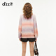 DZZIT long-sleeved sweater 2026 spring new style dopamine girl loose hot rhinestone top women 3K1EE1629 color M