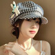 QUEEN TRIP Japanese cartoon doll retro plaid octagonal hat spring and autumn versatile cloud beret painter newsboy hat trendy Japanese doll painter hat black