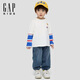 GAP (GAP) boys 2026 spring new logo loose contrasting color fake two-piece long-sleeved T-shirt children's wear 862037