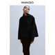 MANGO Women's Single Clothing 2026 Spring New Casual Cotton Tie Collar Denim Shirt Top Black M