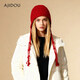 AJIDOU Hat Warm Red Woolen Hat Women's Fashion Casual Hat New Year's Eve Gift Red One Size