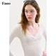 Fano studios Fan Luo Fano pure cotton knitted bottoming shirt for women 2026 spring versatile slim cross v-neck hollow jacquard T-shirt white ready M