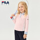 FILA children's clothing long-sleeved T-shirt 2025 winter new style girls and children loose sports POLO shirt hazy pink-LP 120