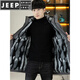 JEEP SPIRIT Windbreaker Jacket Men's Medium Long Cotton Clothes Autumn and Winter Plus Velvet Thickened Jacket Jacket Jacket 320 Black Plus Velvet Plus Thick Jacket XL Weight 120-140Jin Jin is equal to 0.5 kg