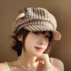 QUEEN TRIP Japanese cartoon doll retro plaid octagonal hat spring and autumn versatile cloud beret painter newsboy hat trendy Japanese doll painter hat black