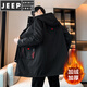 JEEP SPIRIT Autumn and Winter Plus Velvet Thickened Windbreaker Men's Fat Man Plus Fat Extra Size Medium Long Jacket Fat Man Loose Casual Jacket Trendy Black Plus Velvet 6XL