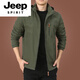 JEEP SPIRIT men's brand outdoor jacket men's coat autumn and winter 2025 new middle-aged men's autumn top 9898 military green thick section 2XL 140-150