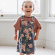 LELE JOVElelejove Nordic style girls' denim suspender skirt 26 spring new baby girl hand-painted rose print denim skirt pre-sale mist rose 80 cm