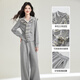 Sllsky Lu series gray casual sweatshirt suit 2026 spring striped shawl jacket wide-leg pants three-piece set floral gray S