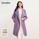 Cole Tier Winter 100 Sheep Wool Coat Women's Thick Sheep Shear Mid-Length Coat Light Purple L
