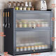 Fantasy kitchen condiment storage rack multi-layer storage condiment rack household countertop dustproof oil fume sealed oil salt and vinegar storage 50cm double layer gun ash thickened carbon steel material free hook dustproof sealed storage cabinet + layer spacing heightening