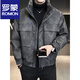 ROMON Leather Down Jacket Men's Winter Stand Collar 2025 New Casual Big Pocket American Retro Thickened Winter Jacket Brown M 100-130Jin Jin is equal to about 0.5 kg