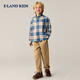 E LAND KIDS pedophile boys' shirt 26 spring new British style embroidered lapel plaid top Beige beige/35 110