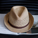 Tochino's new summer breathable hollow panama straw hat for men and women with large head circumference, sunshade and sun protection jazz hat, trendy cool hat, mixed brown, large size L (58-60cm) with windproof rope