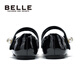 Belle Children's Shoes Children's Black Leather Shoes Girls Performance Shoes Spring and Autumn Soft Soled Student Shoes Casual Shoes Black 32