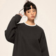 Pull-back heavy-weight lamb velvet sweatshirt for male students Japanese kitten ins versatile boys winter plus velvet thickened round neck inner wear Navy blue (dorky cat chest logo) S/165 (Warrior trendy brand quality assurance)