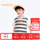Balabala children's clothing boys short-sleeved T-shirt fake two-piece striped top children's panda letter print summer fashion trendy gray tone 00422 120cm