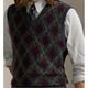 RALPH LAUREN Ralph Lauren international big-name men's vest diamond plaid wool blend sweater vest 2026 autumn and winter warm top gift Charcoal Combo charcoal gray combination S bust 89-94 cm