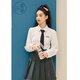Zihan (ZIHAN) Zihan college style tie long-sleeved shirt for women 2026 spring new bow embroidered white inner shirt white S