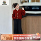 Burwilde International Brand Girls' Autumn Clothing Suit 2025 New Style Girls' Fashionable Internet Celebrity Pants Children's Autumn and Winter Red Sweater + Jeans 120 cm