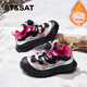 Saturday Children's Warm Cotton Shoes Girls' Sports Shoes Autumn and Winter 2025 New Children's Velvet Medium and Large Children's Dad's Shoes Electric Rose Pink/Fellow 26 The inner length of the shoe is about 16.6cm