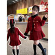 Balala Balabala 50% off on girls' small fragrant style autumn and winter clothing, thickened children's red skirt, fashionable and stylish small style red small fragrant style suit_ winter New Year's greetings_ quilted and thickened 110 cm