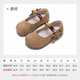 Fuluo Mi Girls' Leather Shoes 26 Spring New Fashion Retro Birkenstock Shoes Children's Soft Sole Breathable Shoes Yellow Brown 29