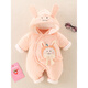 Disney Newborn Baby Clothes Autumn and Winter Baby Onesies Warm Thickened Padded Jacket Outing Suit Cuddler Winter Clothes Happy Rabbit Pink 59cm