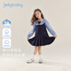 JELLYBABY preppy navy collar princess dress 26 new spring style girls fake two-piece western dress middle child