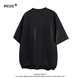 MEDE American black t-shirt men's pure cotton short-sleeved small neckline with heavy-weight half-length sleeves Black M