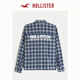 HOLLISTER American classic LOGO lazy style sub-shirt 26 spring men's wear 325-6037 navy blue plaid XS (170/84A)