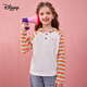 Disney children's T-shirt long-sleeved baby bottoming shirt children's 2026 spring new children's clothing hooded striped all-match top